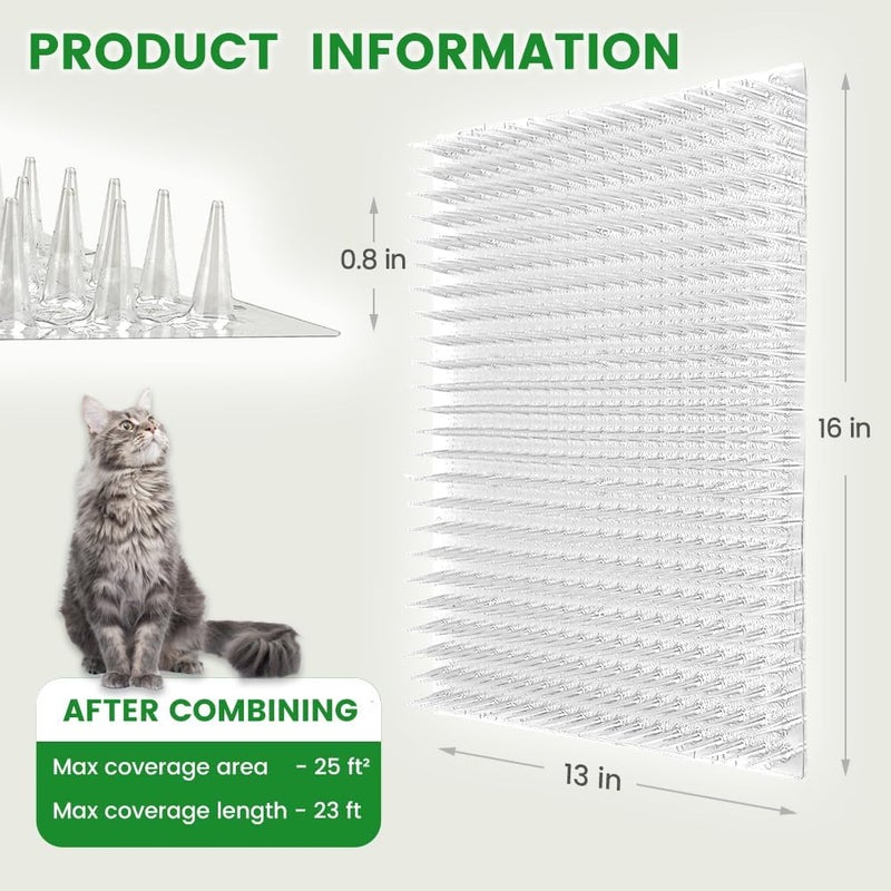 Ley's 18 Pack Cat Deterrent Mat, 16x13 Inch Scat Mat with Spikes, Humane Repellent Mat to Stop Scratching & Digging, Indoor/Outdoor Pet Training Mat for Furniture, Gardens, Lawns - Image 2